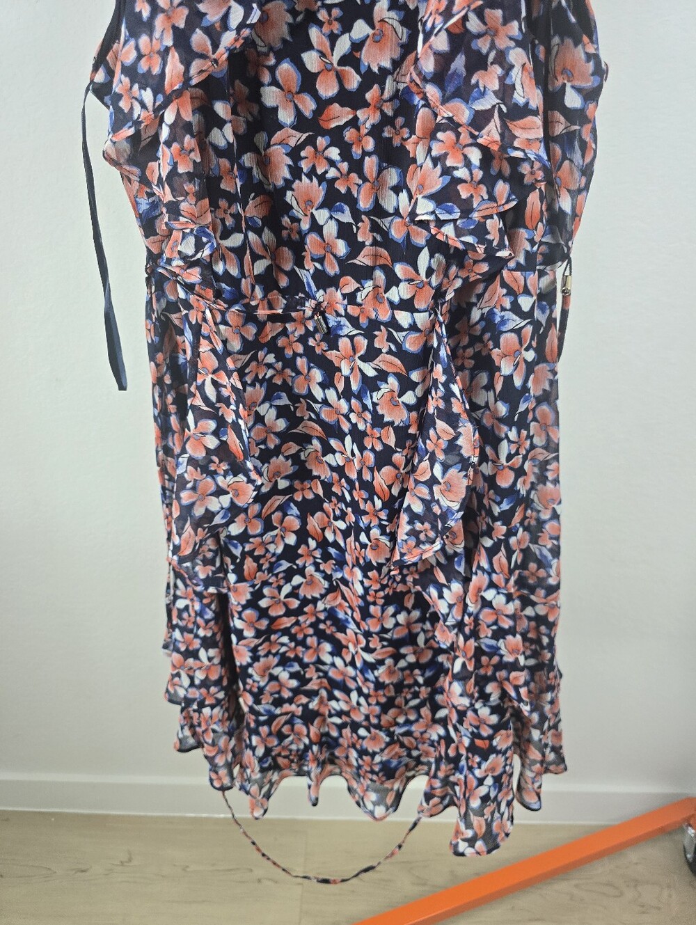 NWT Tommy Hilfiger Floral Ruffle Wrap Dress Navy Pink Size 16 MSRP $129 - Picture 6 of 10